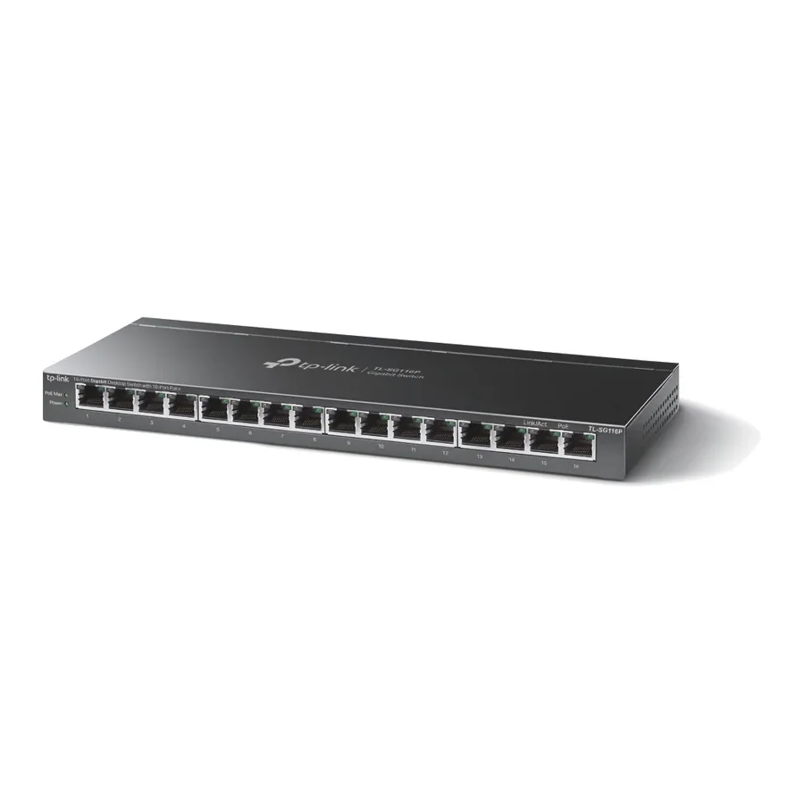 TP-Link TL-SG116P 16-Port Gigabit Desktop Switch with 16-Port PoE+