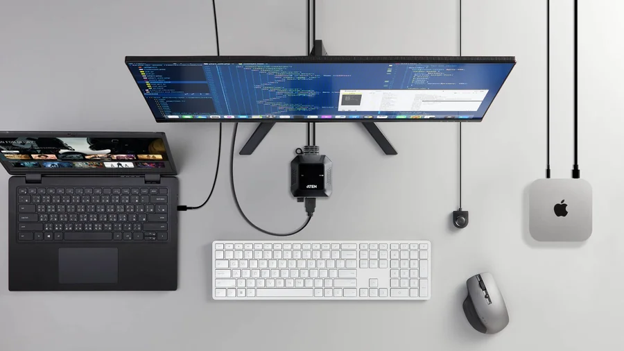 מתג KVM ATEN US3312 2-Port USB-C 4K DisplayPort Cable KVM