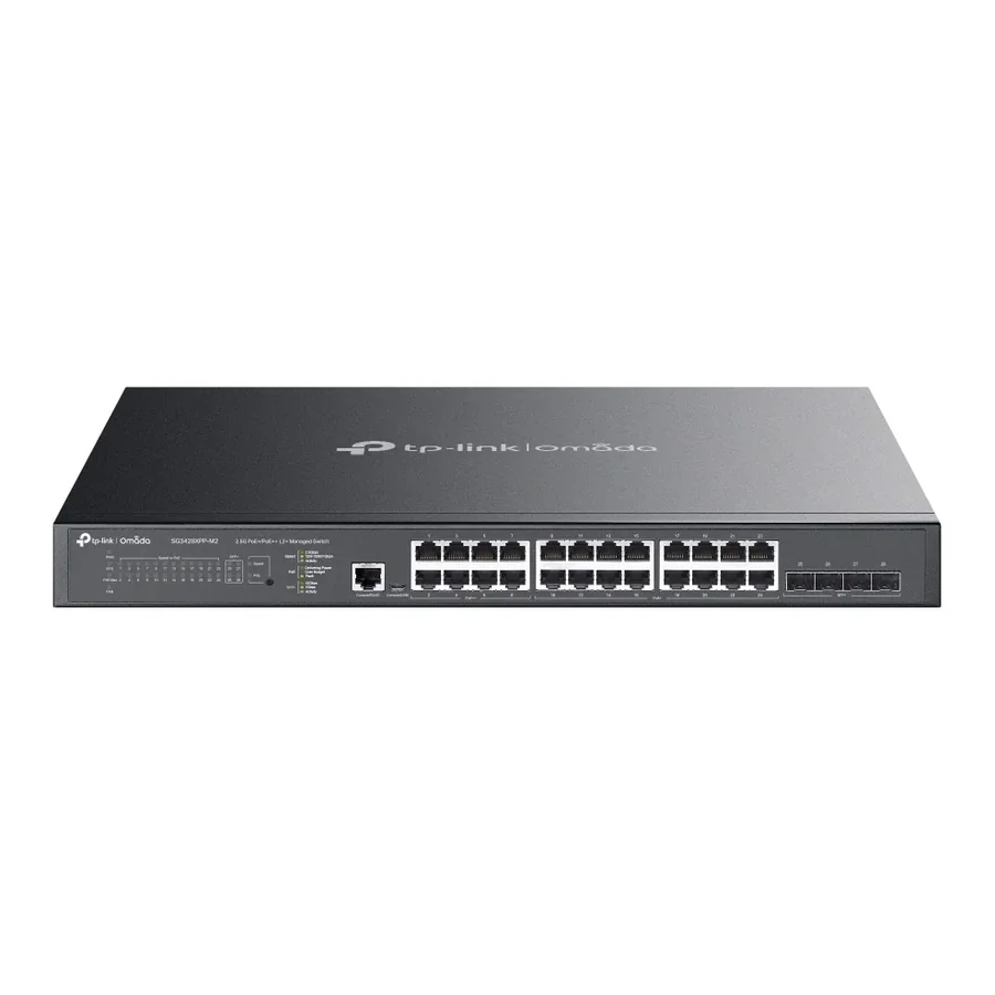 Управляемый коммутатор PoE Omada SG3428XPP-M2 24-Port 2.5G L2+ 8x PoE++ 16x PoE+ 4x 10G SFP+