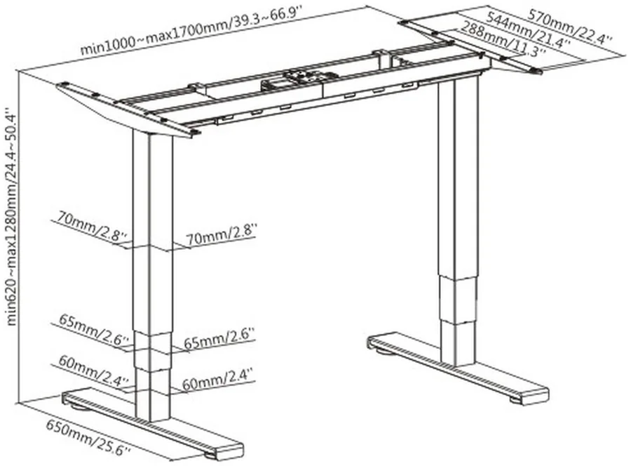 Lumi M07-23R White Electric Sit-Stand Desk Frame