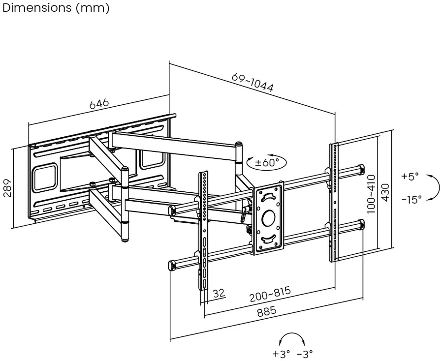Lumi LPA49-486XLD Long Arm TV Wall Mount