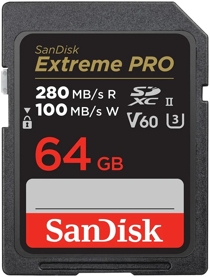 Карта памяти Sandisk Extreme PRO SDXC UHS-II 64GB V60 280MB/s