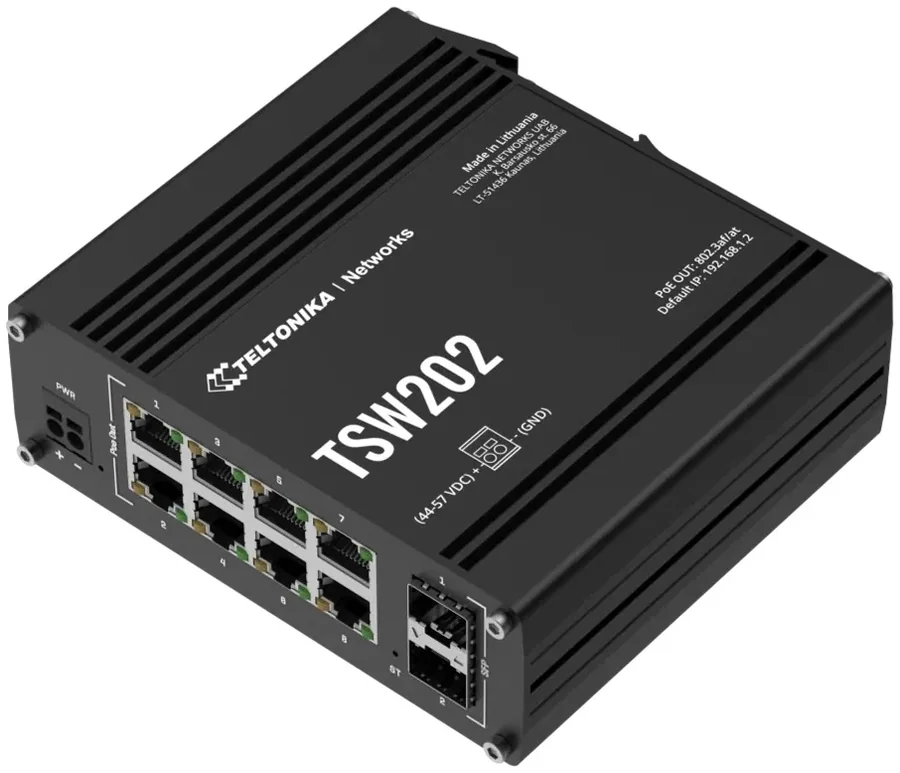 מתג PoE תעשייתי מנוהל Teltonika TSW202 8x PoE+ 2x SFP
