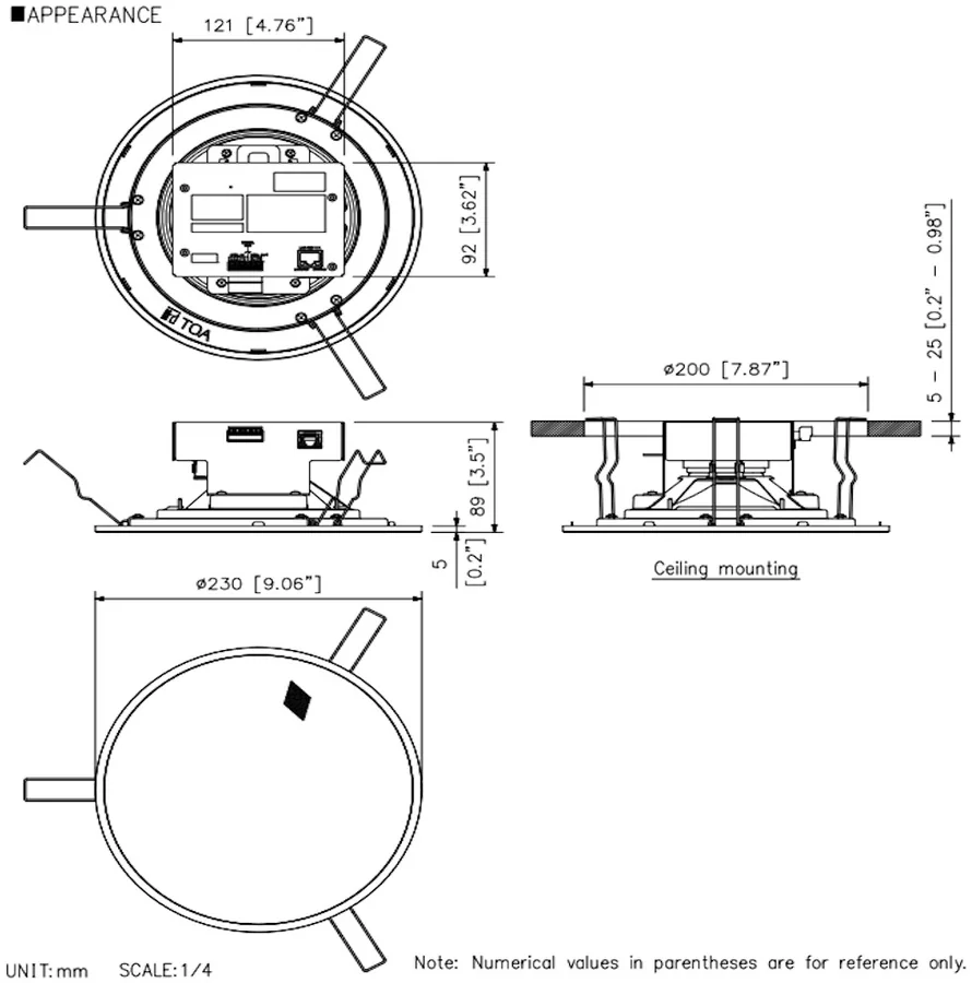 Потолочный IP-громкоговоритель TOA IP-A1PC238 8W PoE