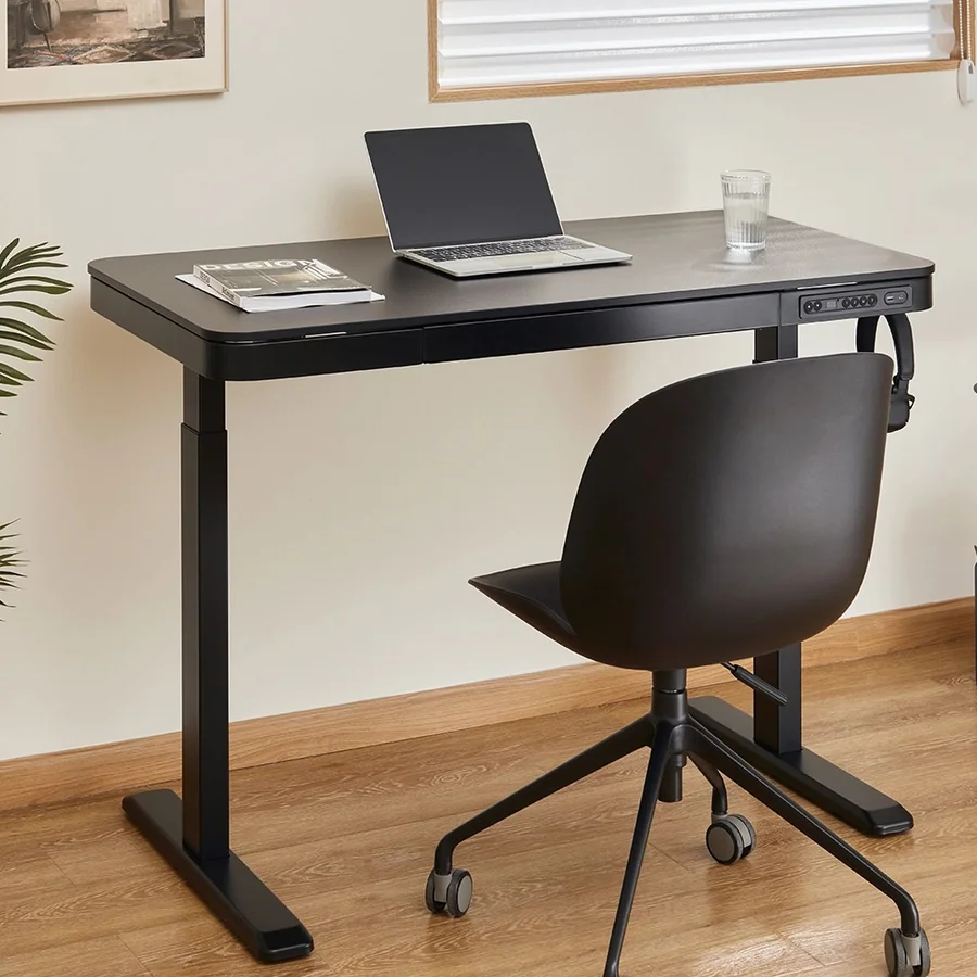 Lumi S08-22D-SWW 120x60 Black Electric Sit-Stand Desk with Drawer