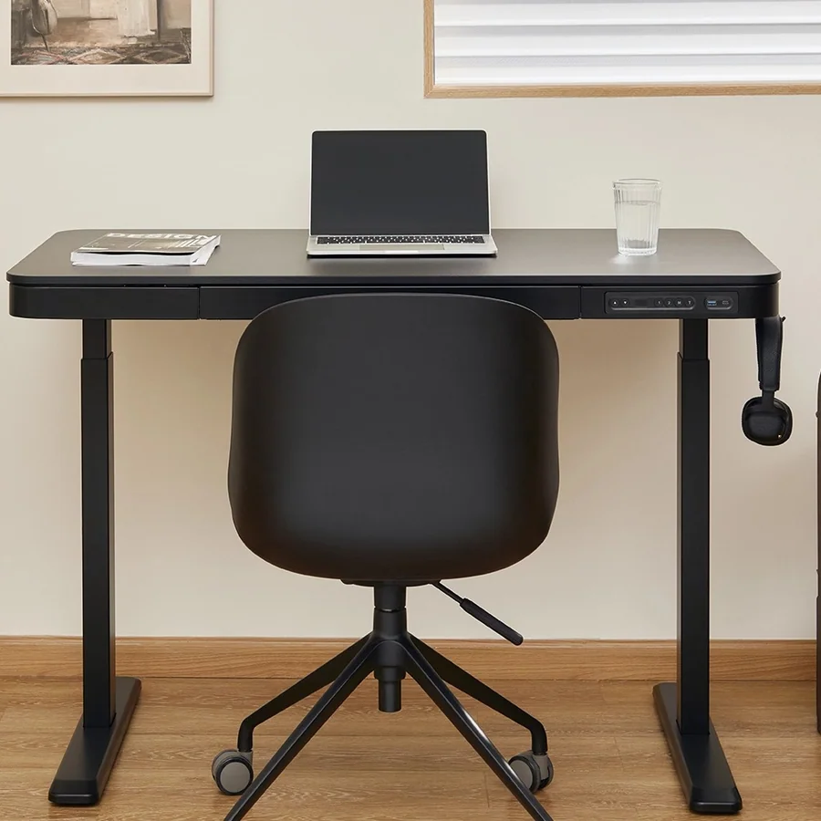Lumi S08-22D-SWW 120x60 Black Electric Sit-Stand Desk with Drawer