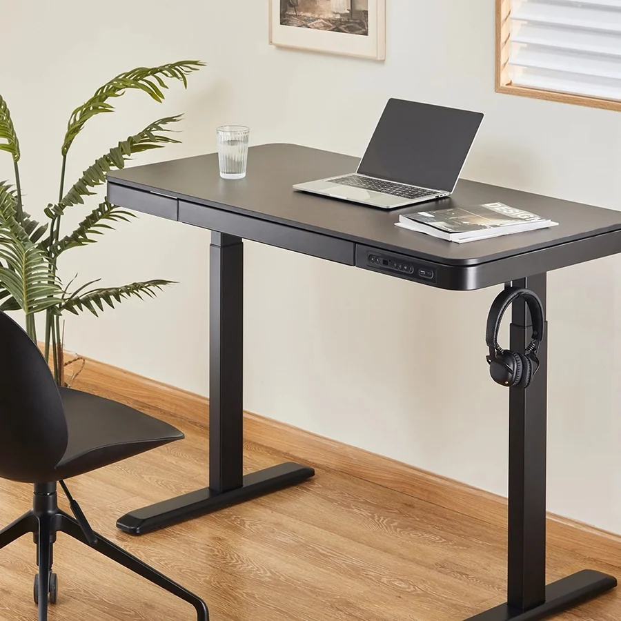 Lumi S08-22D-SWW 120x60 Black Electric Sit-Stand Desk with Drawer