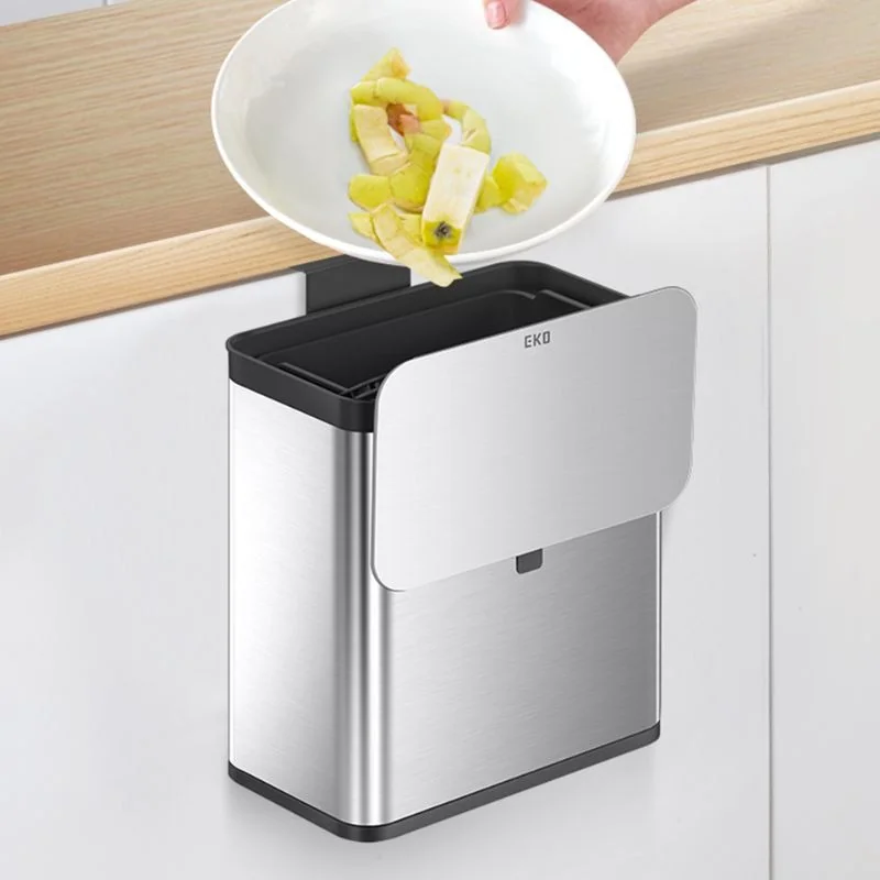 EKO Puro S EK9008 7L Food Waste Caddy, Brushed Stainless Steel
