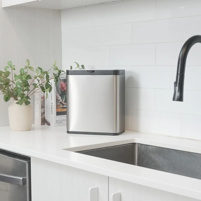 EKO Puro S EK9008 7L Food Waste Caddy, Brushed Stainless Steel