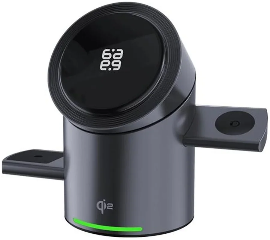 PureGear Qi2 3-in-1 Magnetic Charging Station Black 3-in-1 Wireless Charger