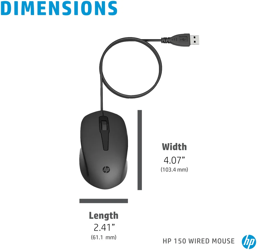 Проводная мышь HP 150 Wired Mouse