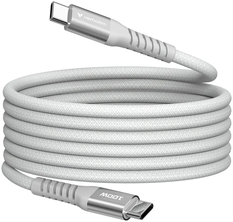 Кабель Verbatim Sync & Charge Magnetic Cable USB-C to USB-C 100W 1.2m Grey
