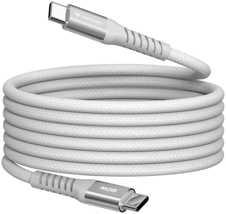 Кабель Verbatim Sync & Charge Magnetic Cable USB-C to USB-C 60W 1.2m Grey