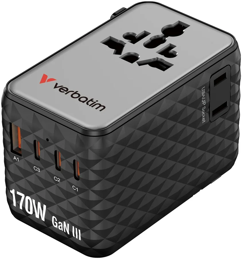 Универсальный адаптер Verbatim Charge 'n' Travel 170W GaN III