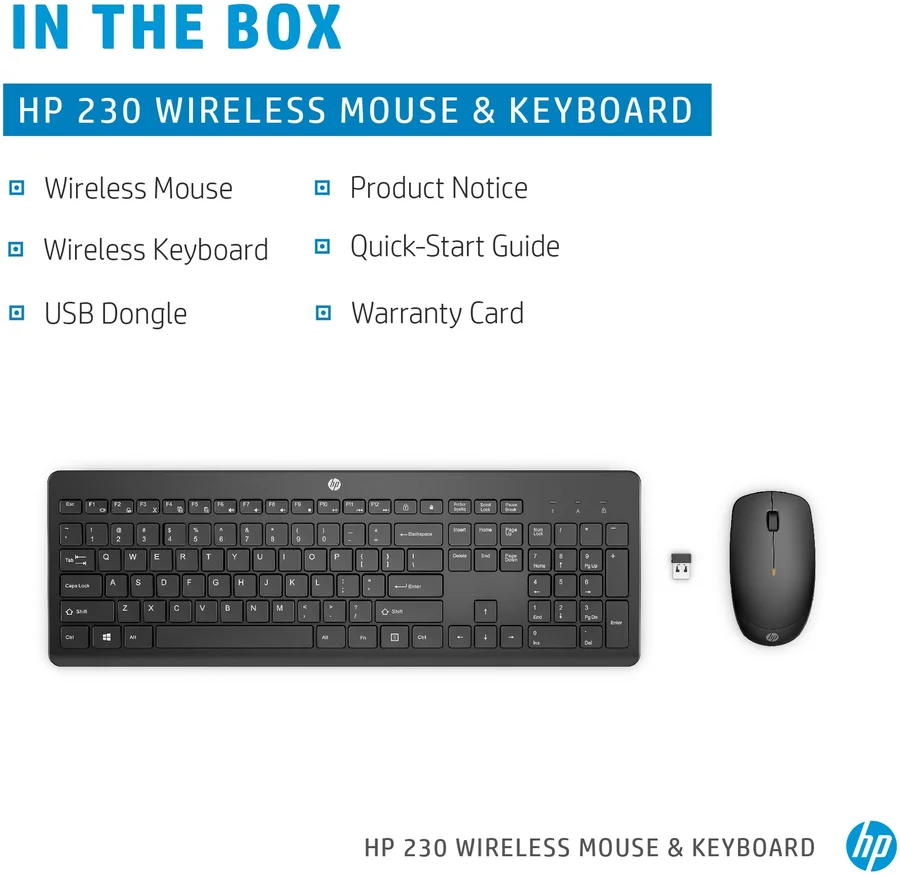 Беспроводной комплект клавиатура и мышь HP 230 Wireless Mouse and Keyboard Combo чёрный