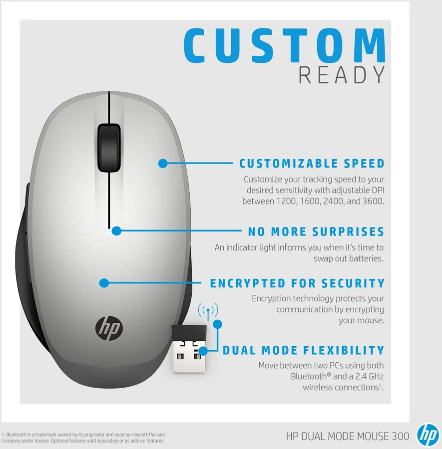 HP Dual Mode Mouse Silver