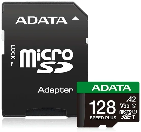 Adata SPEED PLUS microSDXC UHS-I 128GB V30 A2 180MB/s Memory Card with Adapter