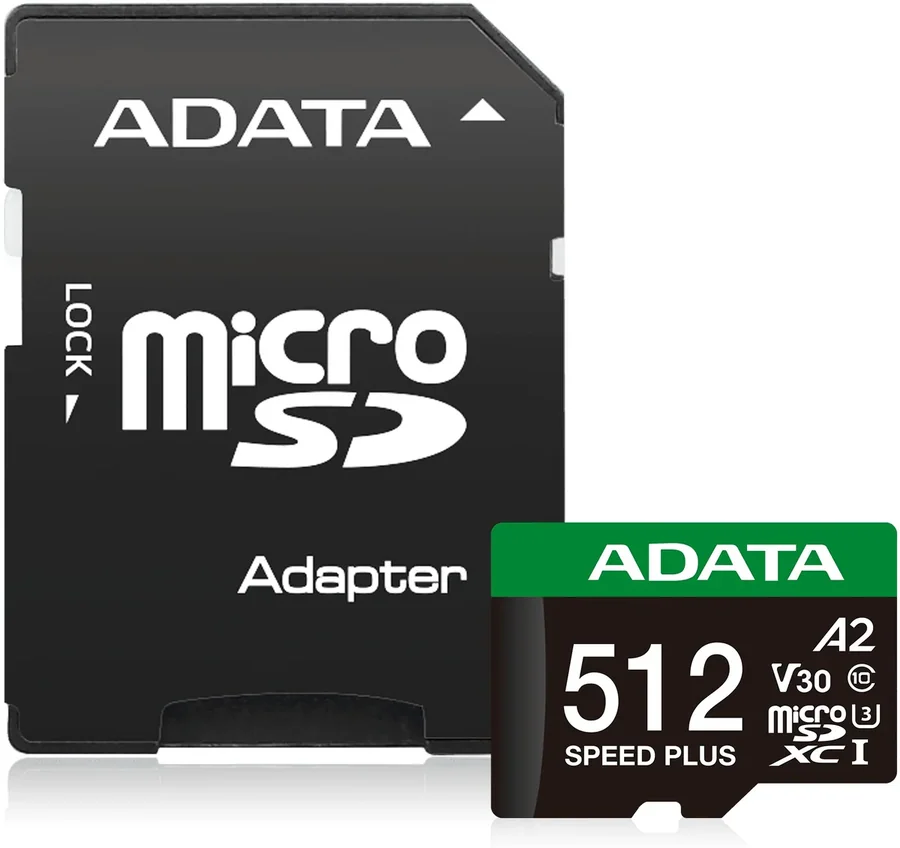 Adata SPEED PLUS microSDXC UHS-I 512GB V30 A2 180MB/s Memory Card with Adapter