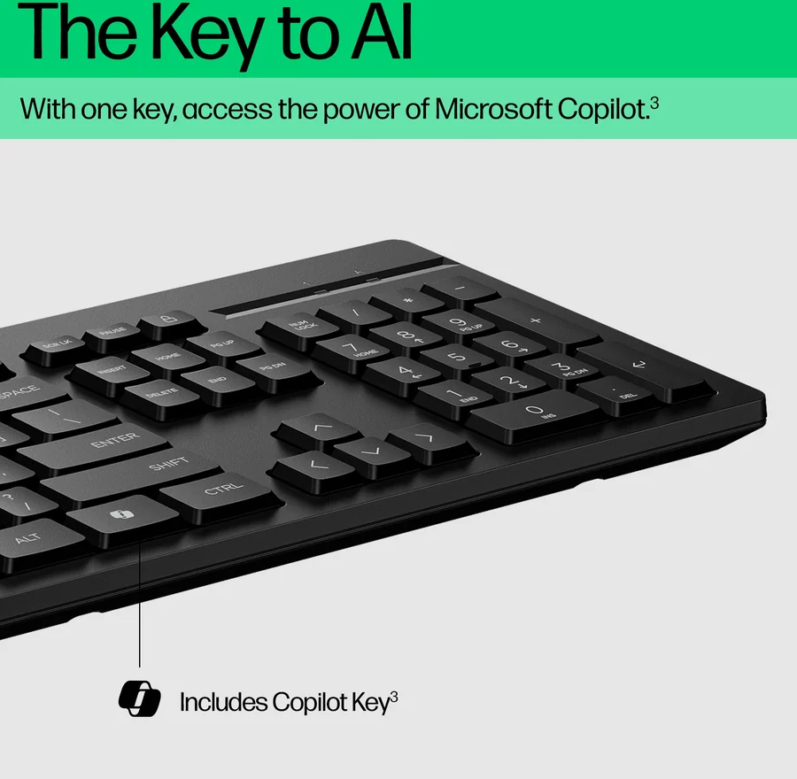 סט מקלדת ועכבר חוטי HP 225 Wired Mouse and Keyboard Combo G2 שחור
