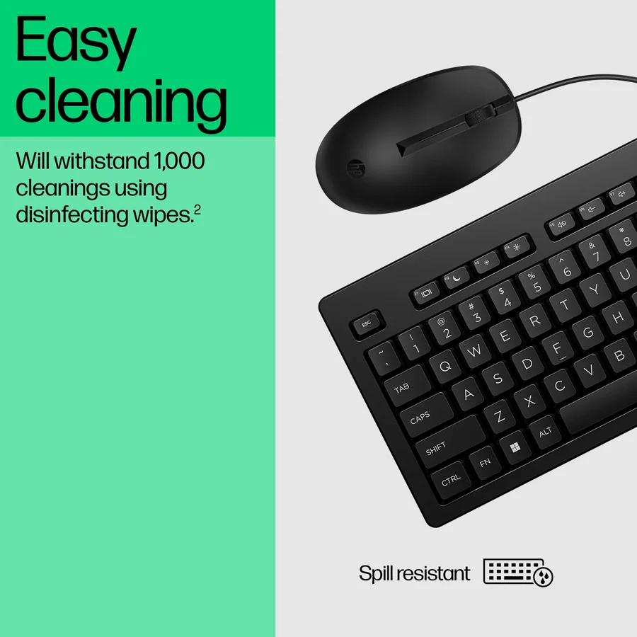 סט מקלדת ועכבר חוטי HP 225 Wired Mouse and Keyboard Combo G2 שחור