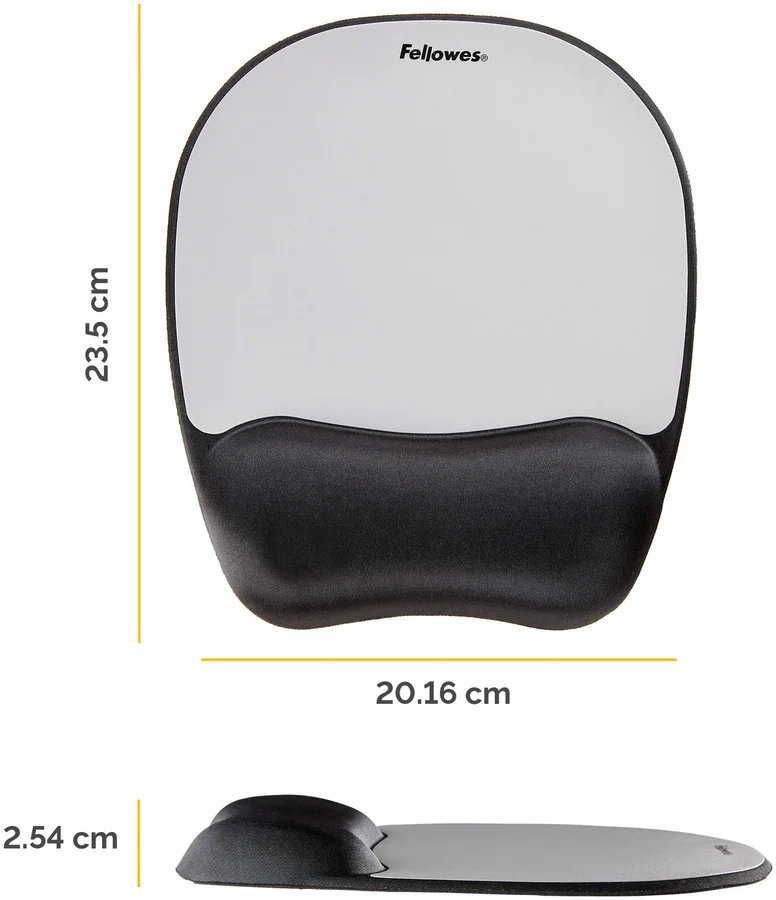 Fellowes Memory Foam Mouse Pad with Wrist Rest Silver