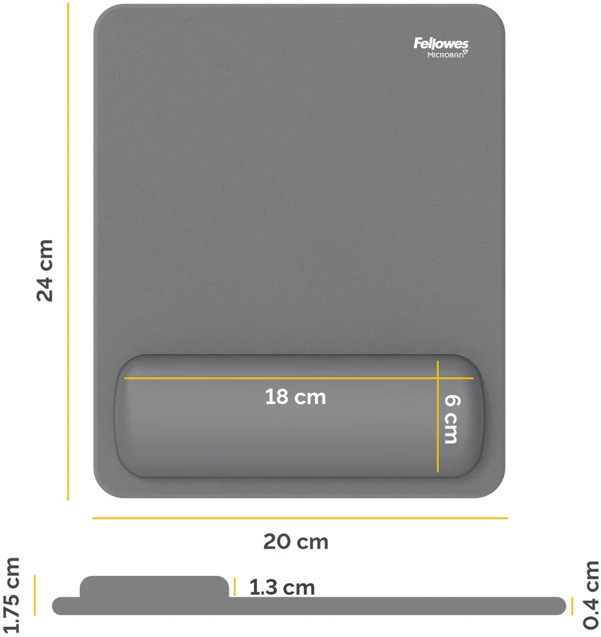 Fellowes Breyta Mouse Pad with Wrist Rest Grey