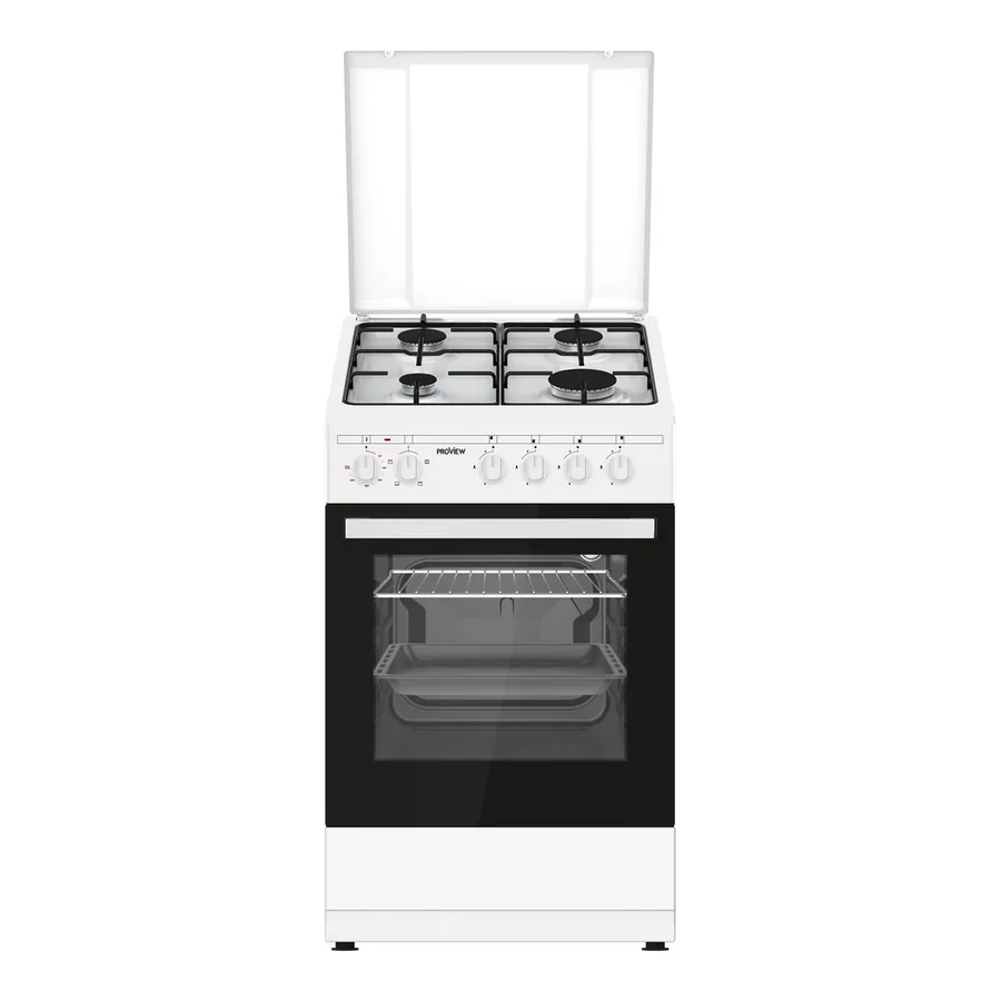 תנור אפייה משולב כיריים ProView PFSO50-WH 50 ס״מ לבן