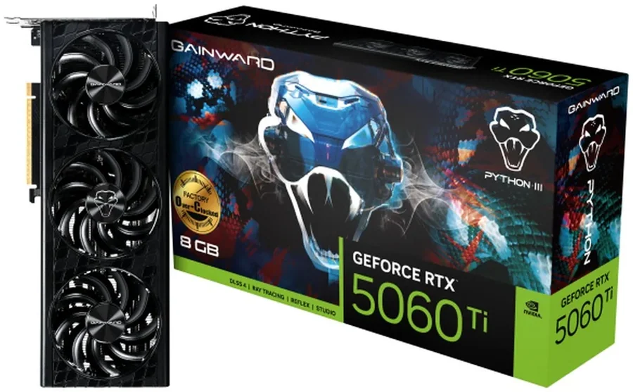 Gainward GeForce RTX 5060 Ti Python III OC 8GB GDDR7 Graphics Card