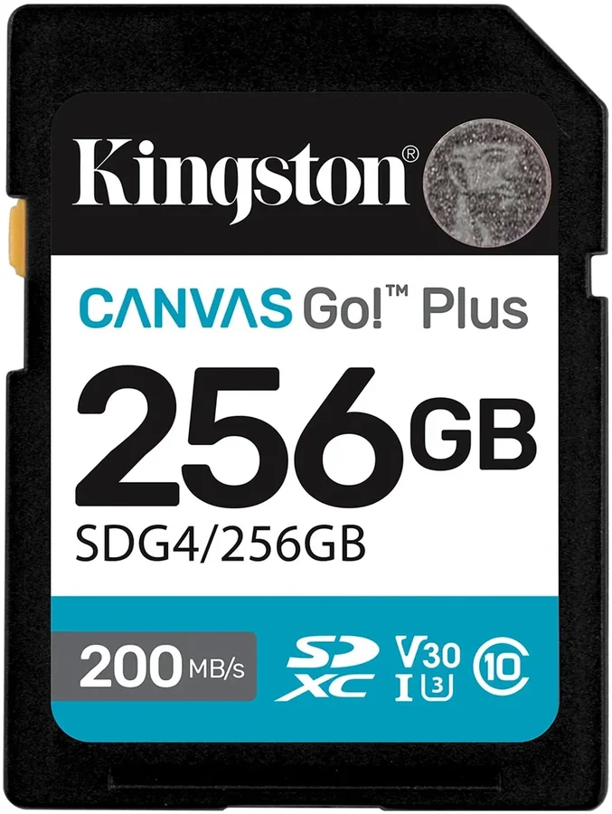 כרטיס זיכרון Kingston Canvas Go Plus G4 SDXC 256GB 200MB/s U3 V30