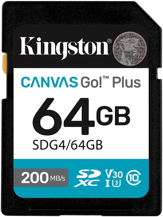 Kingston Canvas Go Plus G4 64GB SDXC Card, 200MB/s, U3, V30