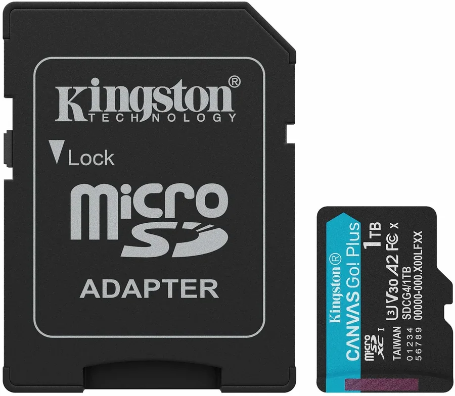 כרטיס זיכרון כולל מתאם Kingston Canvas Go Plus G4 microSDXC 1TB 200MB/s A2 U3 V30