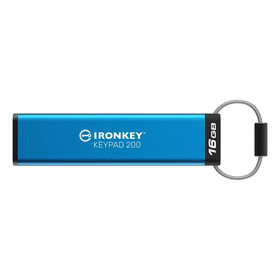 זיכרון נייד Kingston IronKey Keypad 200 USB-A 16GB כחול