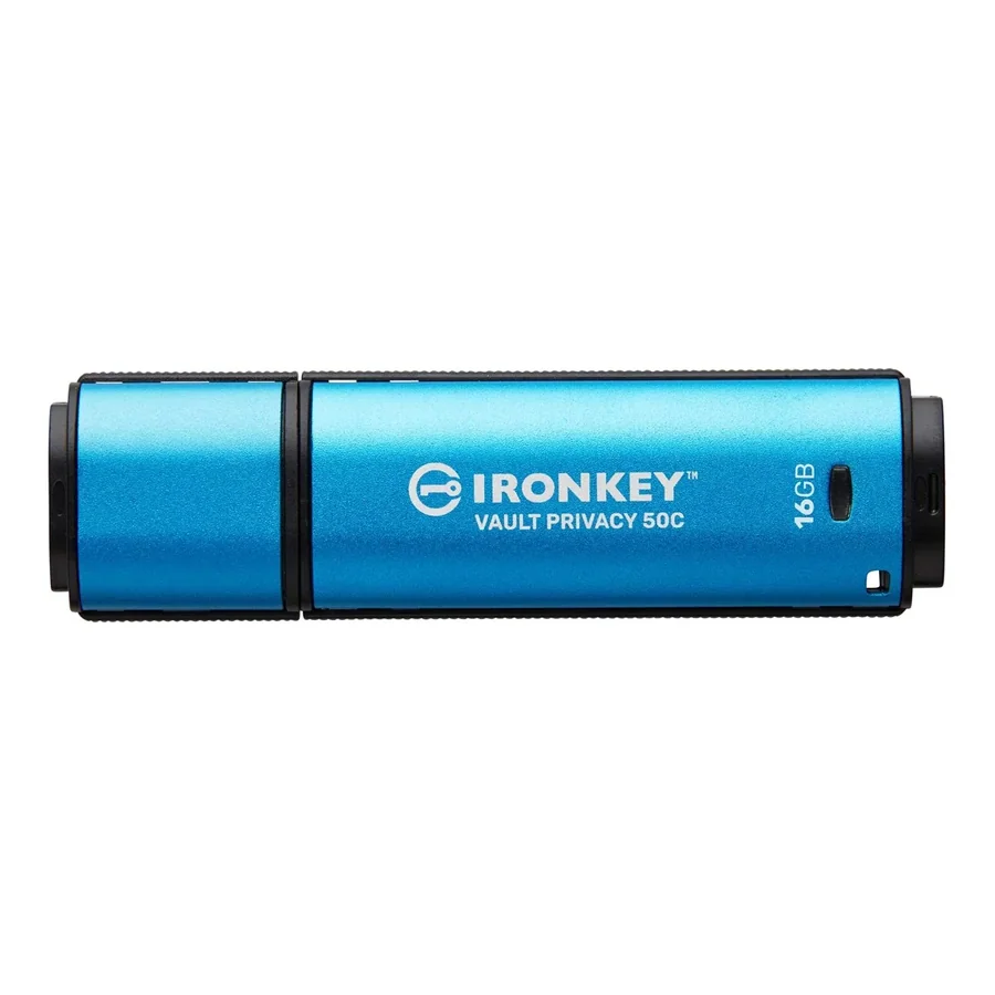 Kingston IronKey Vault Privacy 50C USB-C 16GB Encrypted Flash Drive, Blue