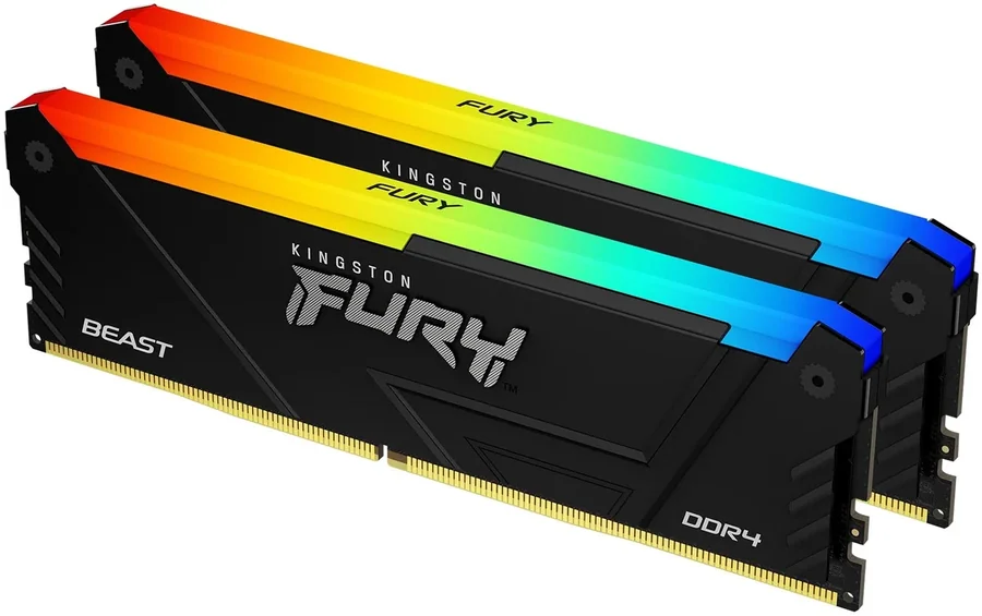 זיכרון לנייח DRAM Kingston FURY Beast RGB DDR4 64GB Kit (2x32) 3600MHz CL18 שחור
