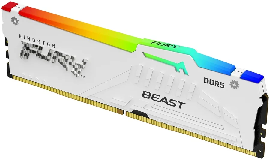 זיכרון לנייח DRAM Kingston FURY Beast RGB DDR5 32GB 5200MHz CL40 לבן