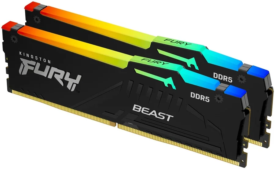 זיכרון לנייח DRAM Kingston FURY Beast RGB DDR5 16GB (2x8GB) 5600MHz CL40