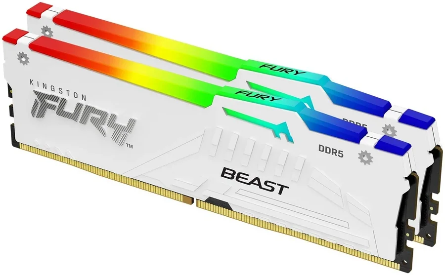 זיכרון לנייח DRAM Kingston FURY Beast RGB DDR5 64GB (2x32GB) 6000MHz CL36 לבן