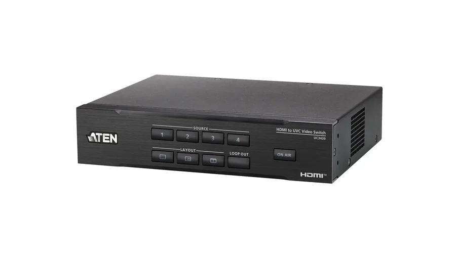 מתג וידאו לסטרימינג ATEN CAMLIVE PRO UC3430 4K 4-Input HDMI to USB-C