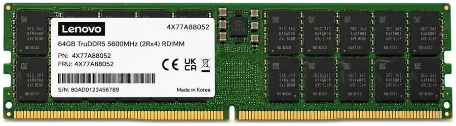 Серверная память Lenovo ThinkSystem 64GB TruDDR5 5600MHz (2Rx4) RDIMM