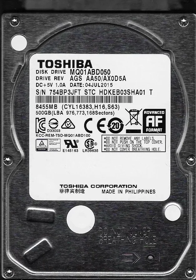 Внутренний жёсткий диск для ноутбука Toshiba MQ01ABD050