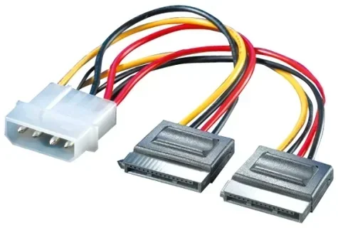 Molex To 2xSATA Power 15CM Cable
