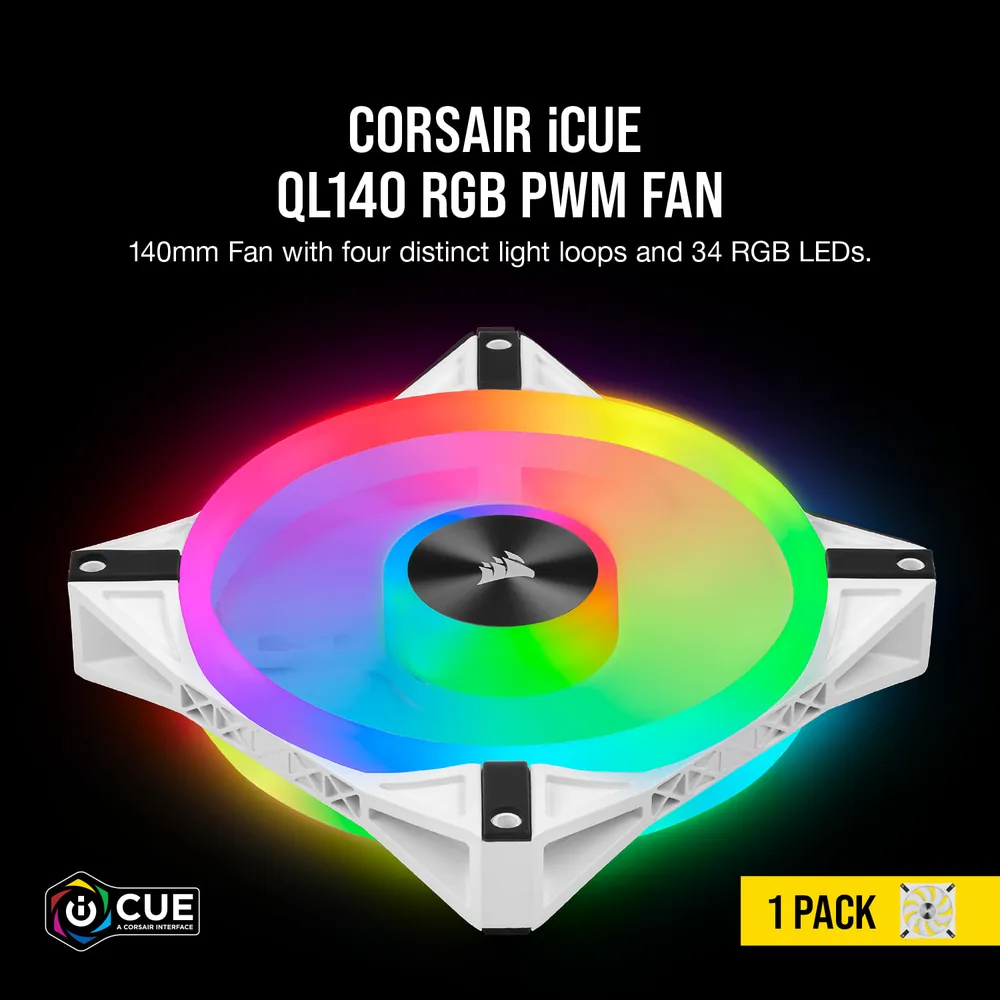 CORSAIR iCUE QL140 RGB White Fan – Additional View