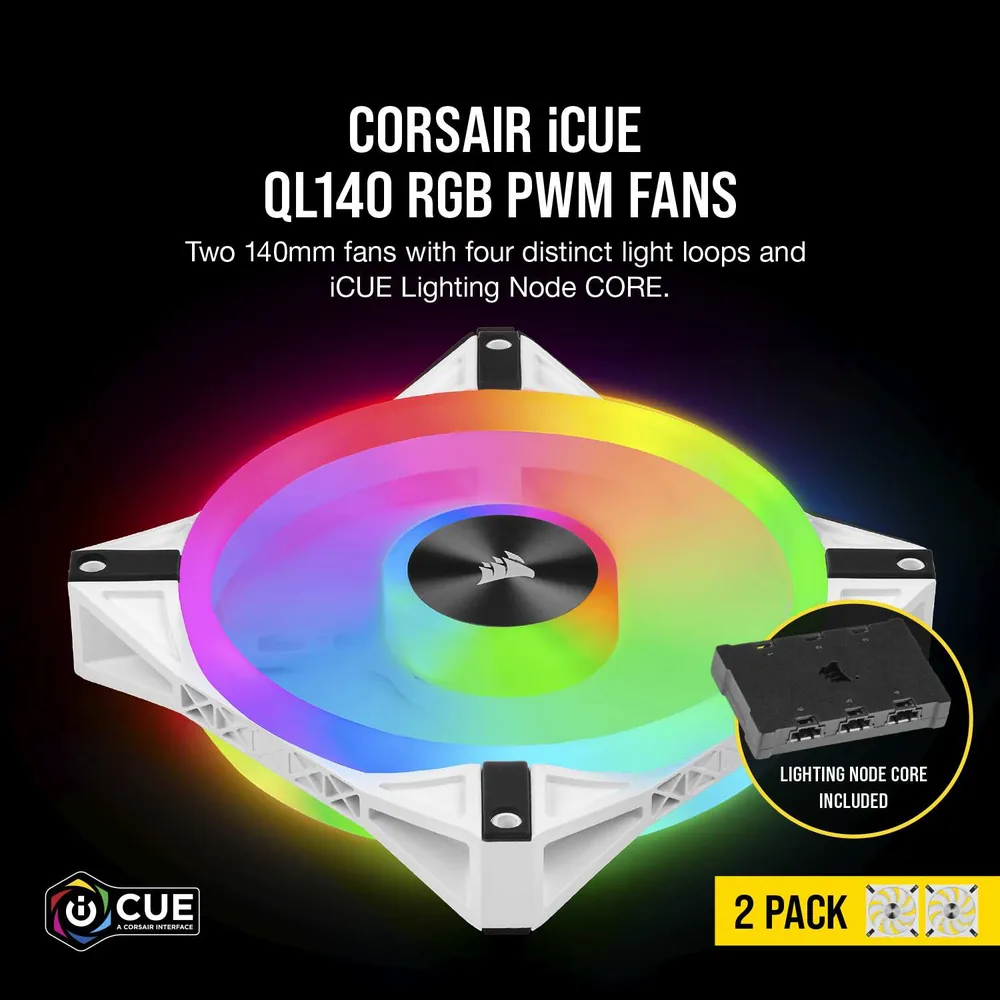 CORSAIR iCUE QL140 RGB 2-Fan Kit With Lighting Node CORE – Additional View