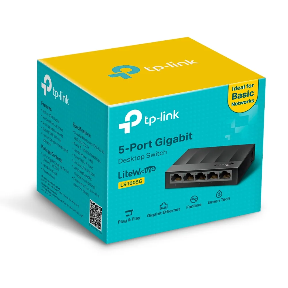 Настольный коммутатор TP-Link LS1005G, чёрный – дополнительный вид