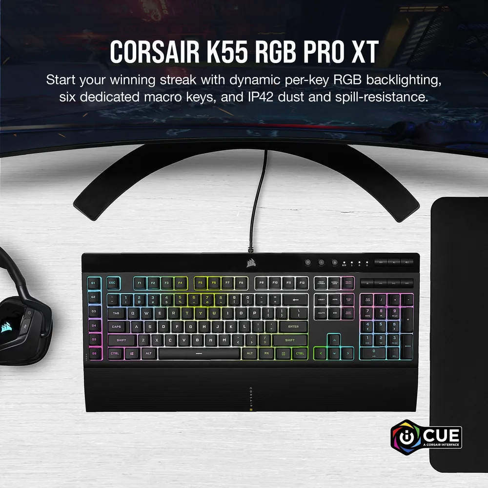 מקלדת גיימינג Corsair K55 RGB PRO XT שחור – מבט נוסף