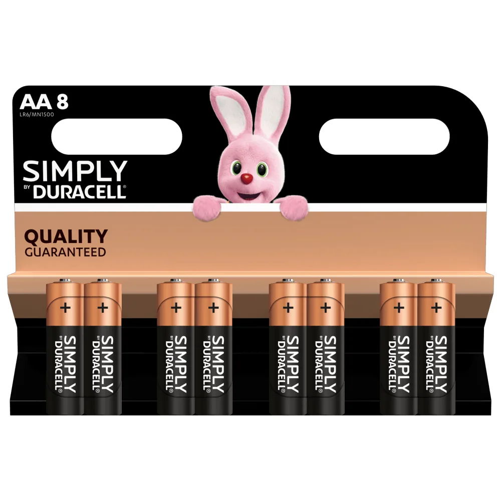 Набор из 8 батареек AA Duracell Simply LR6/MN1500
