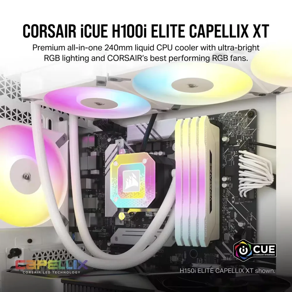 קירור נוזלי Corsair iCUE H100i ELITE CAPELLIX XT לבן – מבט נוסף