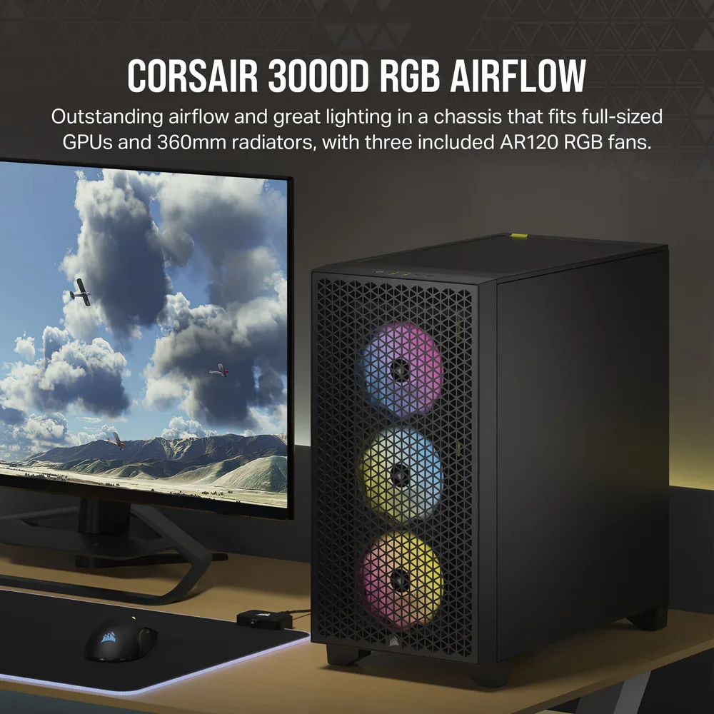 Корпус Corsair 3000D RGB AIRFLOW чёрный – дополнительный ракурс