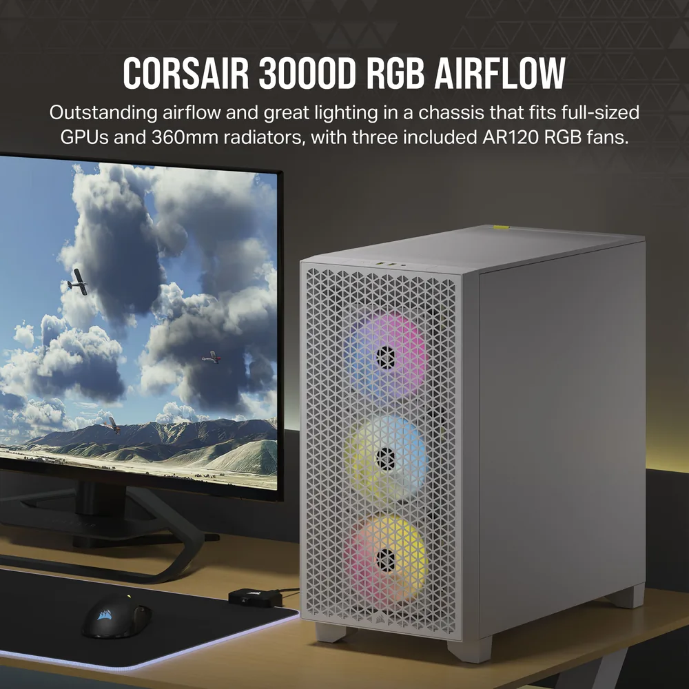 מארז Corsair 3000D RGB AIRFLOW לבן – מבט נוסף