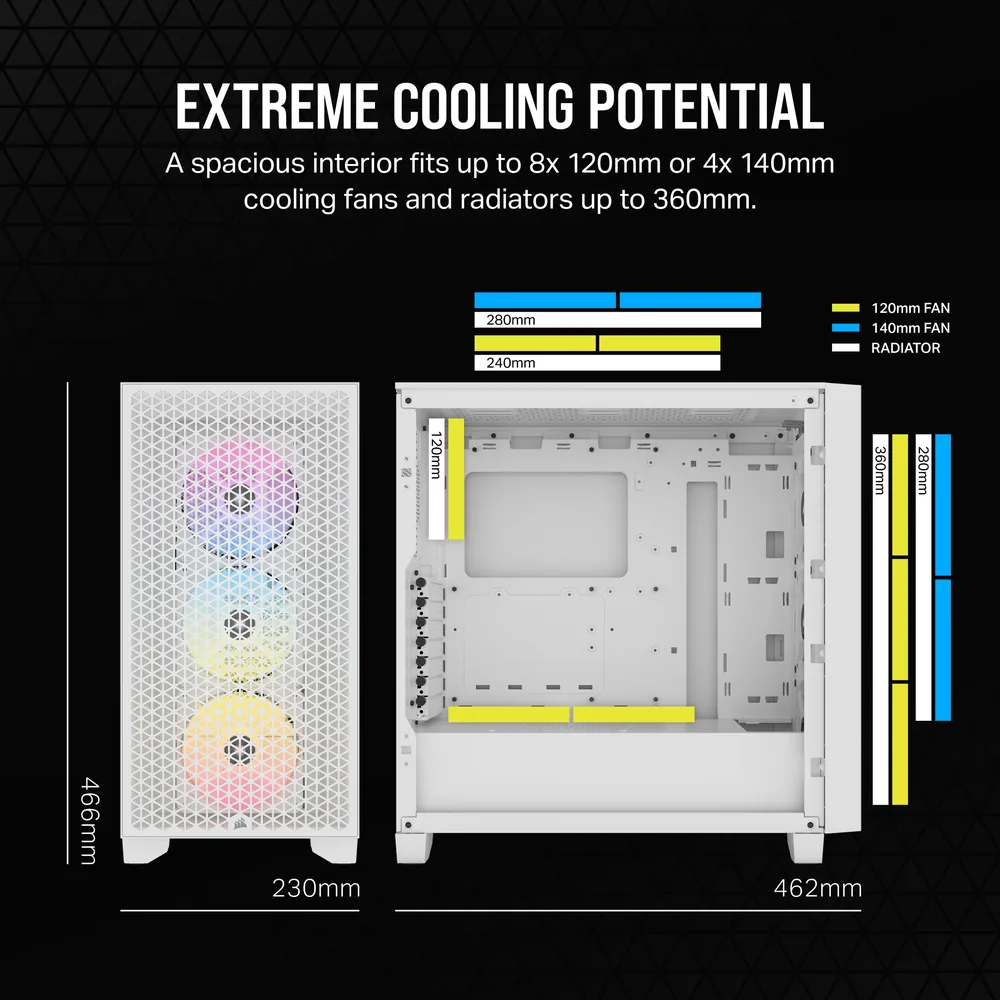 מארז Corsair 3000D RGB AIRFLOW לבן – פרטים נוספים